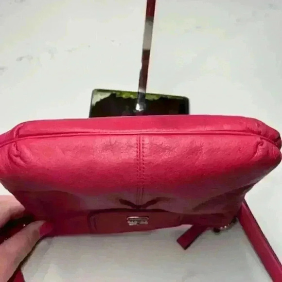Coach Ashley Crossbody Swingpack Leather Raspberry Pink Shoulder Bag - Picture 5 of 13